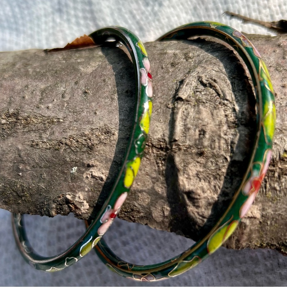 Vintage 1970’s Cloisonne Bangle Bracelets